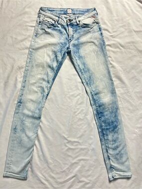 Replay Luz Skinny Jeans Women’s 28x32 Light Acid Wash Distressed Italy Denim